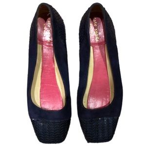 Kate Spade Navy Blue Sequin Flats Loafer Shoe Size 6